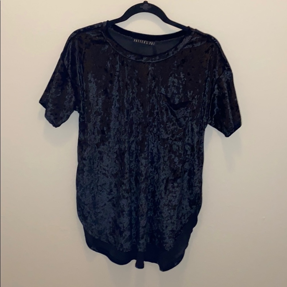 Black suede short sleeve shirt